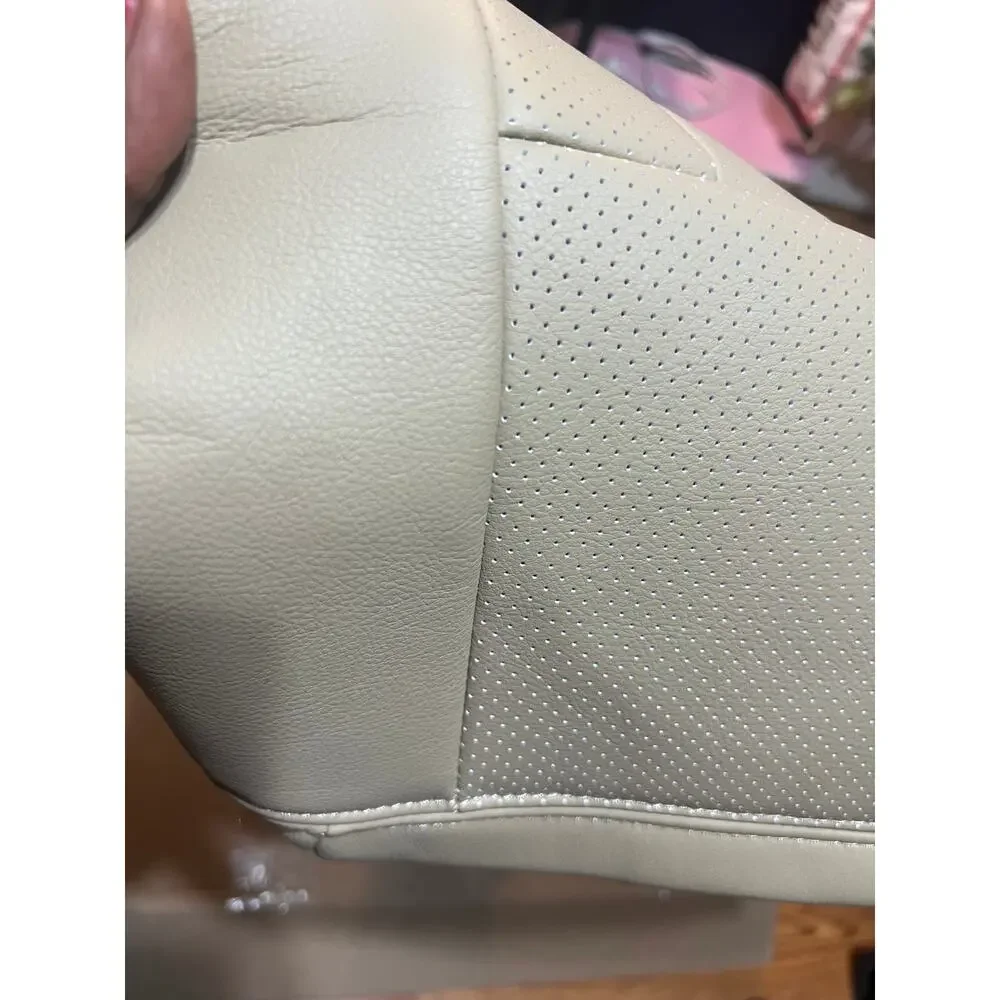 GXARTS Tan#KC Leather Driver Side Bottom Seat Cover Perforated Replacement(1pcs)